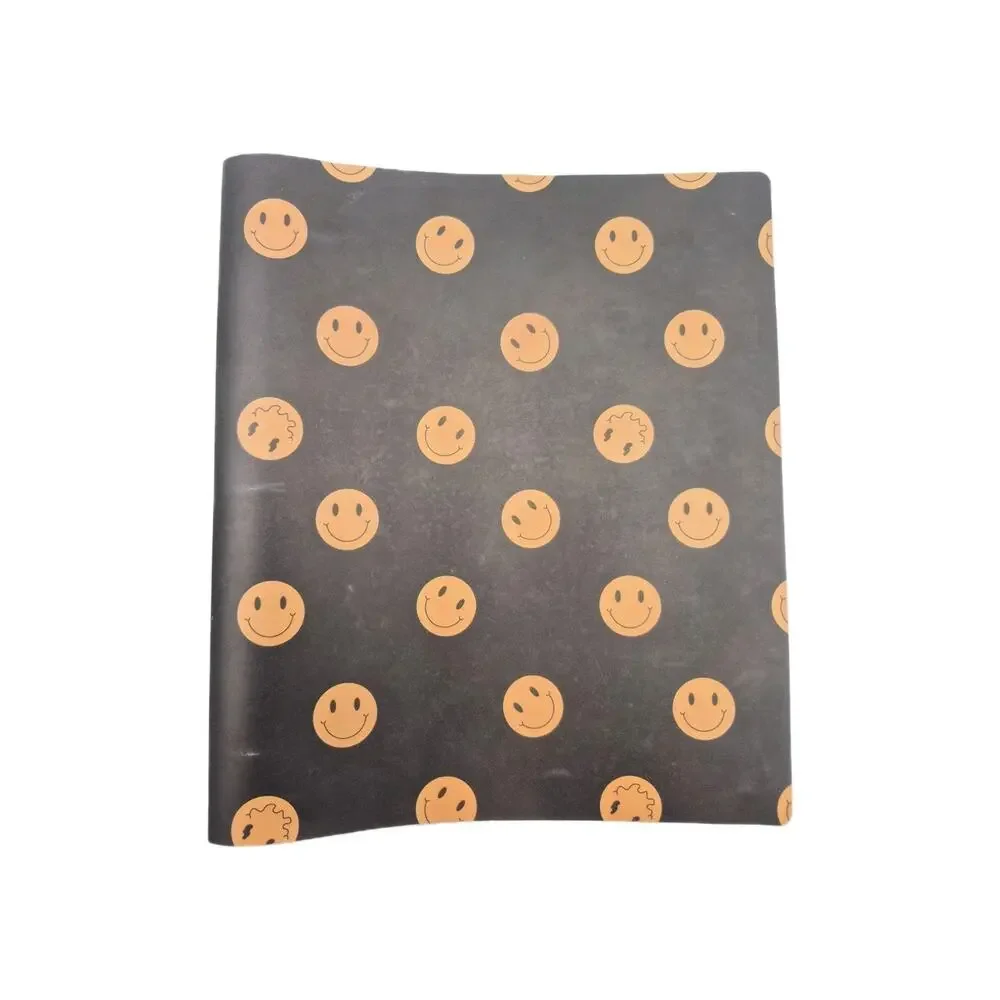 Three Flexible 3-Ring Binders Black w/Gold Smily Faces NEVER USED